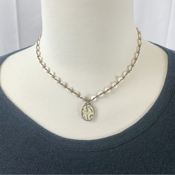 ✨Silpada Vintage-Style Double Strand Necklace-Faux Pearl Discs+Enamel Pendant✨ - Picture 1 of 4